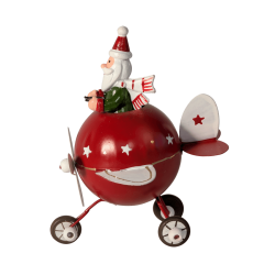 Figurine Avion de Noël rouge - Père Noël