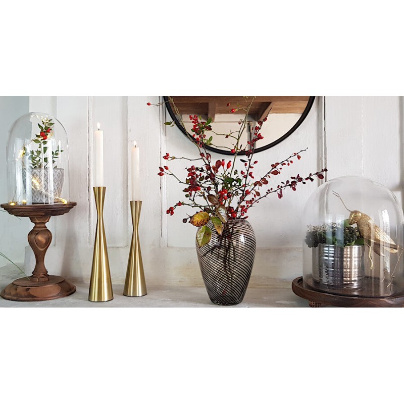 Bougeoir métal brossé imitation laiton H26,5 cm | Deco-Delight.com