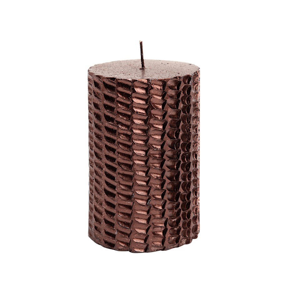 Bougie pilier festive marron chocolaté H11 cm | Deco-Delight.com
