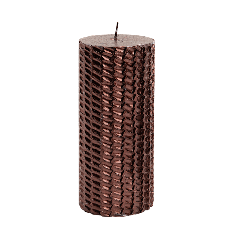 Bougie pilier festive marron chocolaté H11 cm | Deco-Delight.com