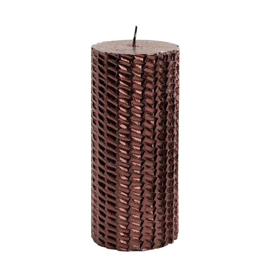 Bougie pilier festive marron chocolaté H11 cm | Deco-Delight.com
