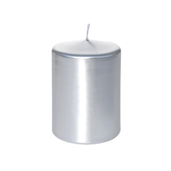 Bougie pilier Argent métallisé H10 cm | Deco-Delight.com