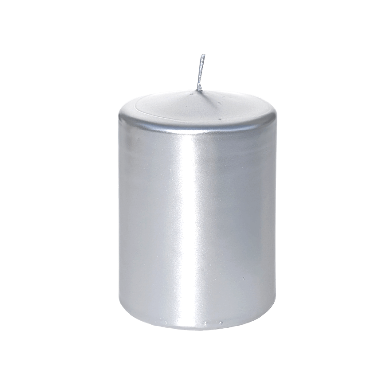Bougie pilier Argent métallisé H10 cm | Deco-Delight.com