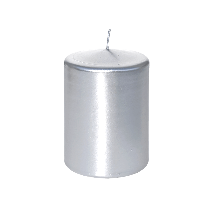 Bougie pilier Argent métallisé H10 cm | Deco-Delight.com