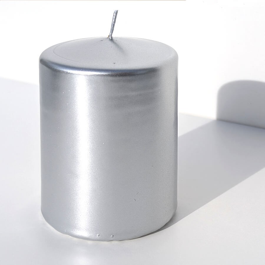 Bougie pilier Argent métallisé H10 cm | Deco-Delight.com
