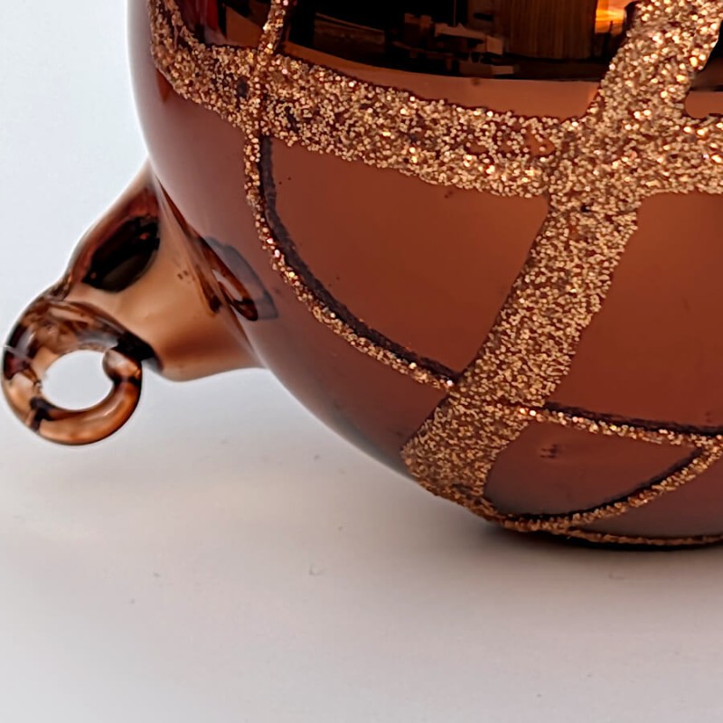 Boule de Noël Verre cuivré Losanges D8 cm - Deco-Delight.com