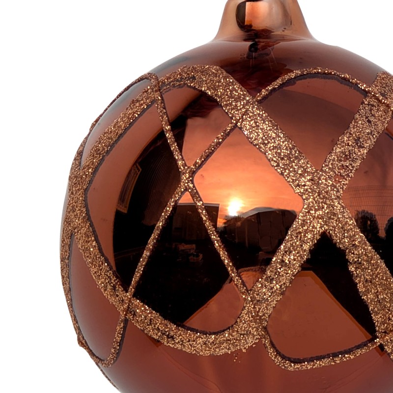 Boule de Noël Verre cuivré Losanges D8 cm - Deco-Delight.com