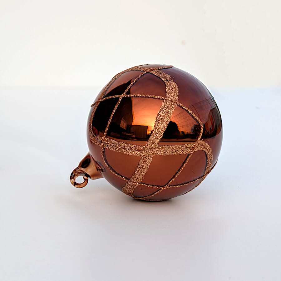 Boule de Noël Verre cuivré Losanges D8 cm - Deco-Delight.com