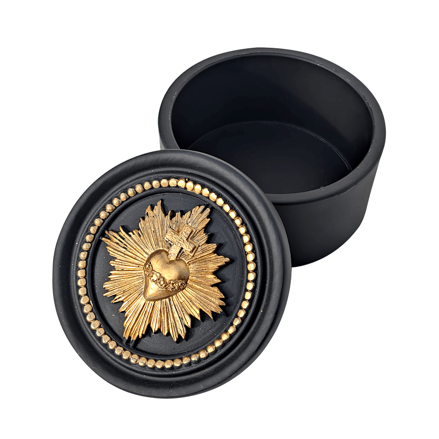 Boîte Ex-voto décorative - Sacré-Cœur Noir et Or | Deco-Delight.com