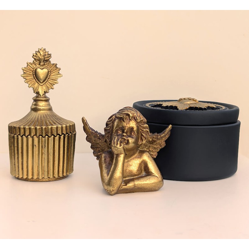 Boîte Ex-voto décorative - Sacré-Cœur Noir et Or | Deco-Delight.com