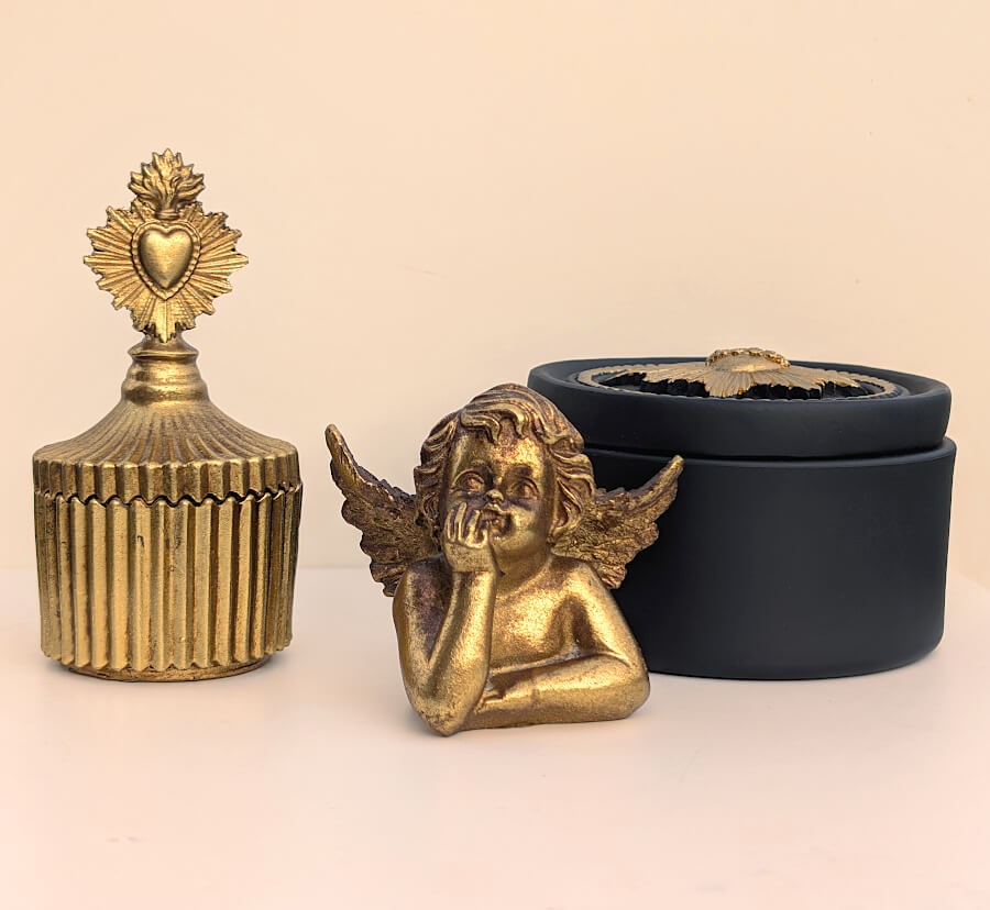 Boîte Ex-voto décorative - Sacré-Cœur Noir et Or | Deco-Delight.com