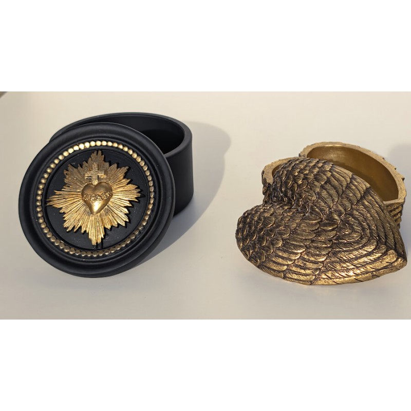 Boîte Ex-voto décorative - Sacré-Cœur Noir et Or | Deco-Delight.com