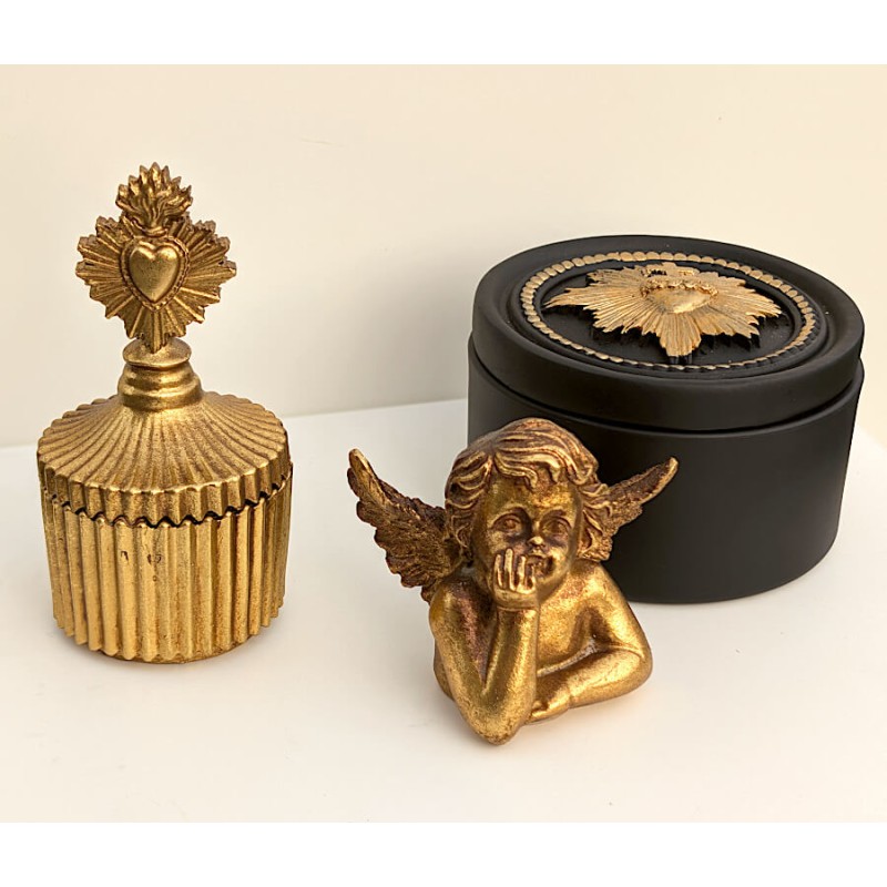 Boîte Ex-voto décorative - Sacré-Cœur Noir et Or | Deco-Delight.com