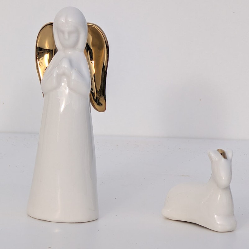 Crèche de Noël en Porcelaine Blanc et Or | Deco-Delight.com