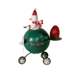Figurine Avion de Noël vert - Bonhomme de neige | Deco-Delight.com