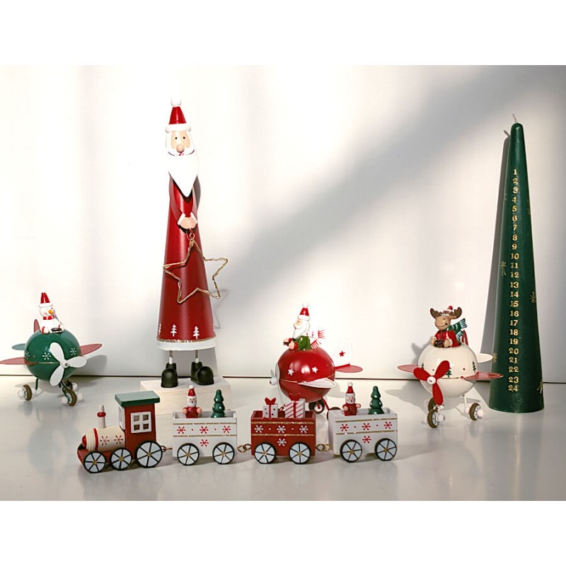 Figurine Avion de Noël vert - Bonhomme de neige | Deco-Delight.com