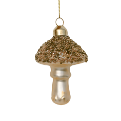 Suspension Champignon de Noël Verre doré H9,5 cm | Deco-Delight.com