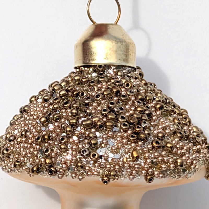 Suspension Champignon de Noël Verre doré H9,5 cm | Deco-Delight.com