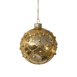 Boule de Noël ronde Or antique à cabochons D8 cm | Deco-Delight.com