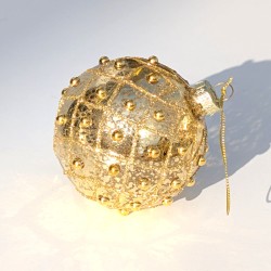 Boule de Noël ronde Or antique à cabochons D8 cm | Deco-Delight.com