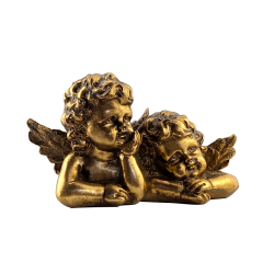 Statuette Deux Anges couleur doré antique H10 cm | Deco-Delight.com