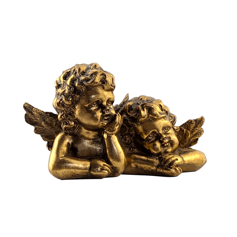 Statuette Deux Anges couleur doré antique H10 cm | Deco-Delight.com