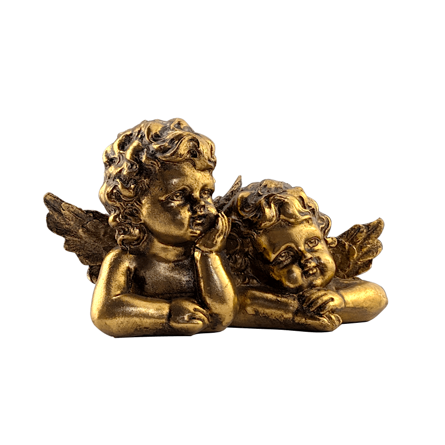 Statuette Deux Anges couleur doré antique H10 cm | Deco-Delight.com