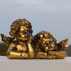 Statuette Deux Anges couleur doré antique H10 cm | Deco-Delight.com