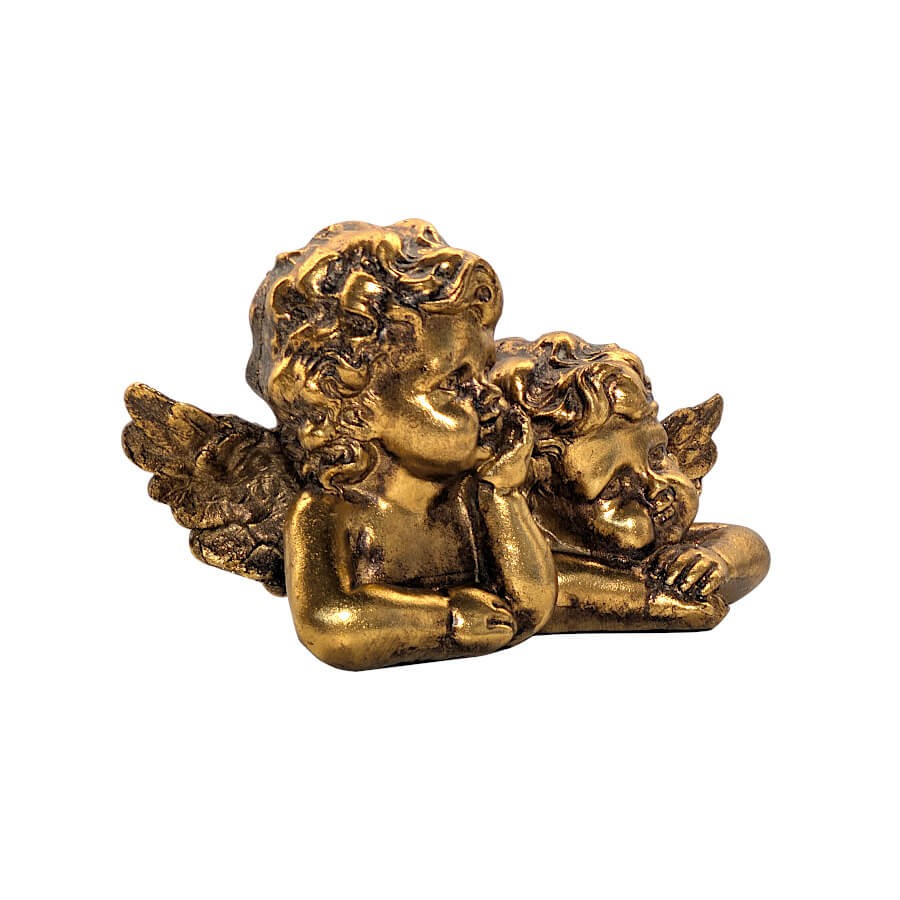 Statuette Deux Anges couleur doré antique H10 cm | Deco-Delight.com