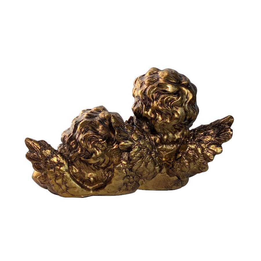 Statuette Deux Anges couleur doré antique H10 cm | Deco-Delight.com