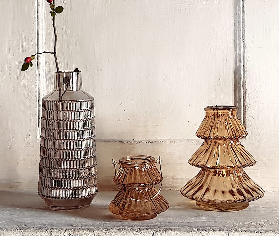 Grand photophore Sapin en verre Topaze | Deco-Delight.com