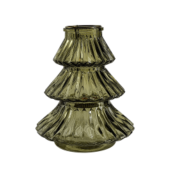 Grand photophore Sapin en verre Vert émeraude | Deco-Delight.com