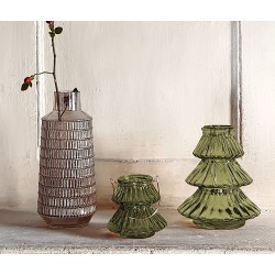 Grand photophore Sapin en verre Vert émeraude | Deco-Delight.com