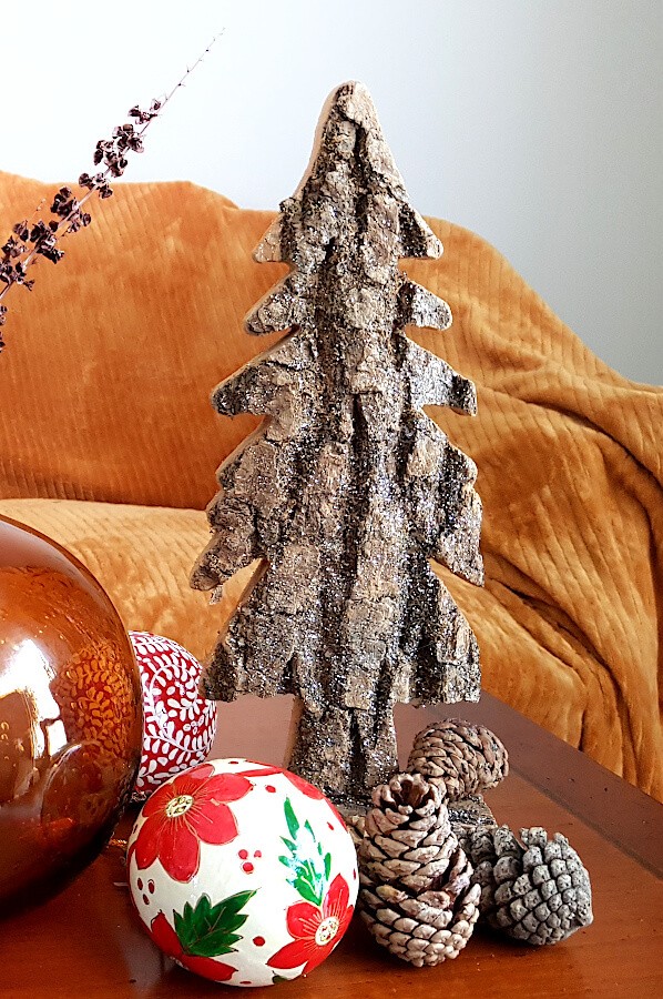 Sapin de Noël bois pailleté déco  | Deco-Delight.com