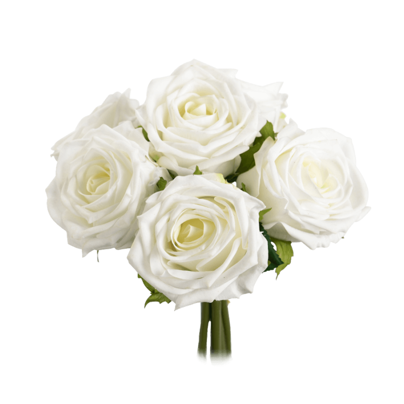 Bouquet de roses artificielles Blanc pur H30 cm | Deco-Delight.com