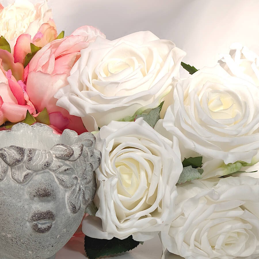 Bouquet de roses artificielles Blanc pur H30 cm | Deco-Delight.com