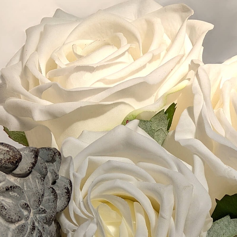 Bouquet de roses artificielles Blanc pur H30 cm | Deco-Delight.com