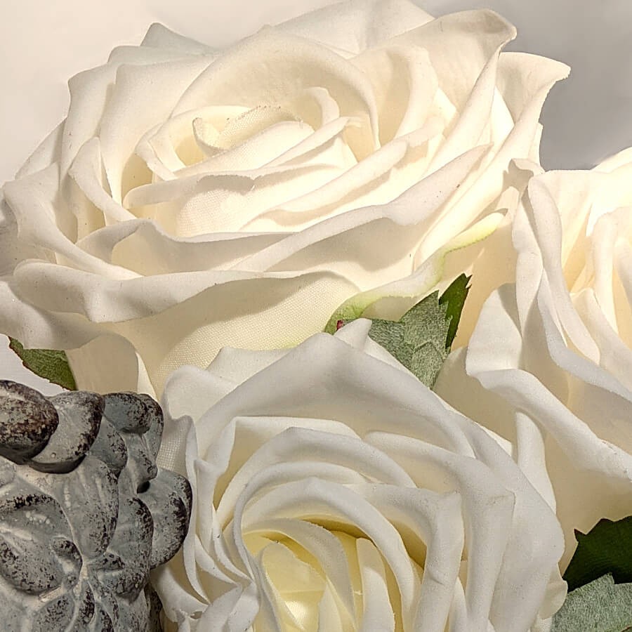Bouquet de roses artificielles Blanc pur H30 cm | Deco-Delight.com