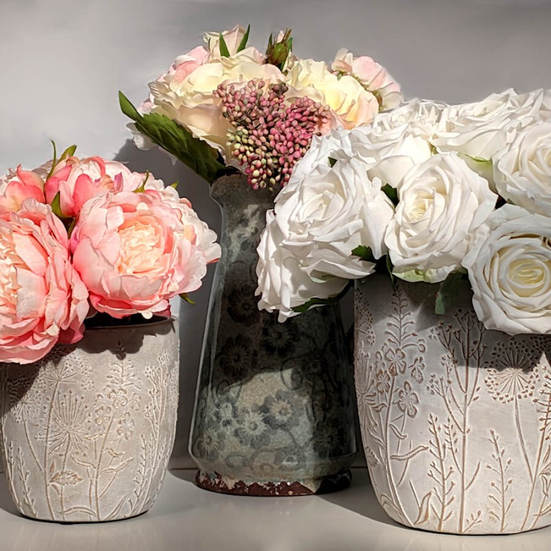 Bouquet de roses artificielles Blanc pur H30 cm | Deco-Delight.com