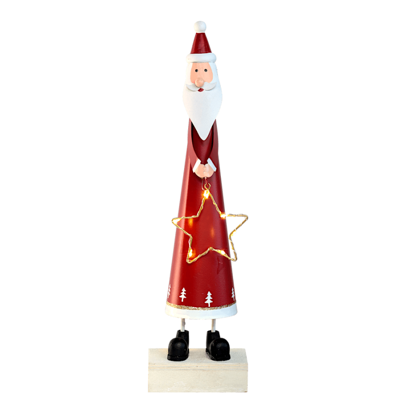 Figurine Père Noël métal avec LED H32,5 cm | Deco-Delight.com