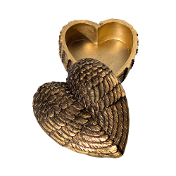 Boîte Cœur Ailé en résine Doré antique | Deco-Delight.com