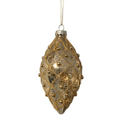 Boule de Noël goutte Or antique à cabochons