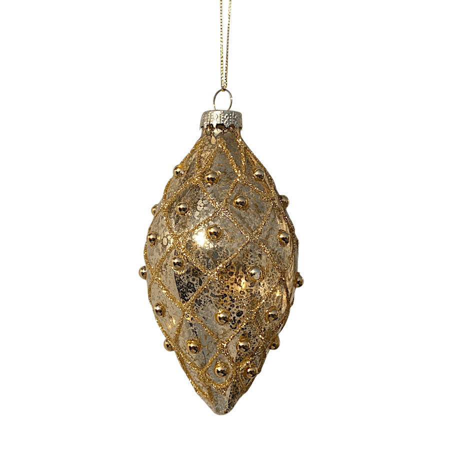 Boule de Noël goutte Or antique à cabochons