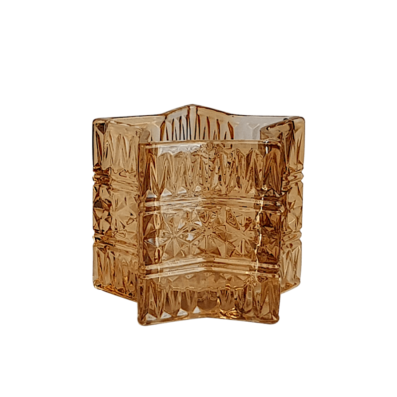 Photophore Étoile en verre ambré H8 cm | Deco-Delight.com