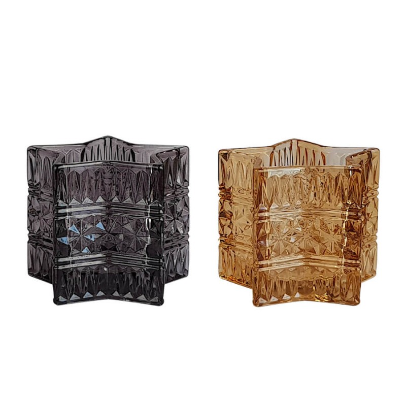 Photophore Étoile en verre ambré H8 cm | Deco-Delight.com
