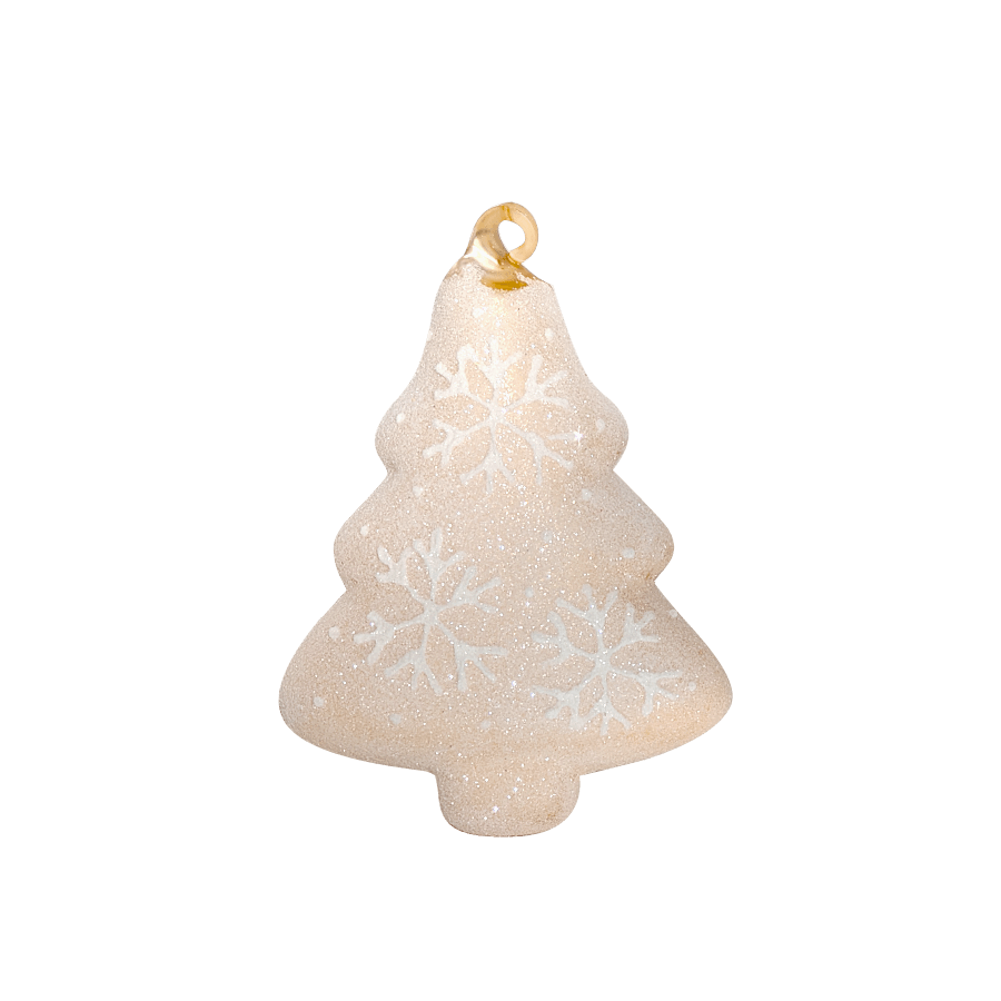 Suspension Sapin givré doré en verre Déco de Noël | Deco-Delight.com