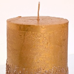 Bougie pilier dorée Festivités H10 cm | Deco-Delight.com