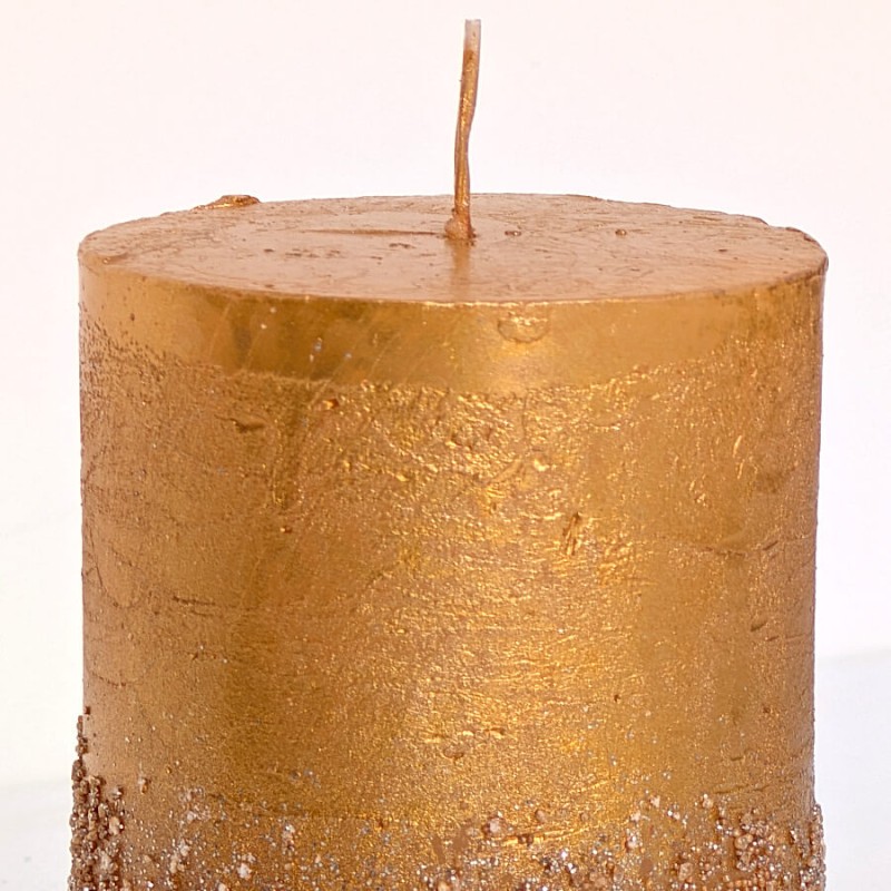 Bougie pilier dorée Festivités H10 cm | Deco-Delight.com