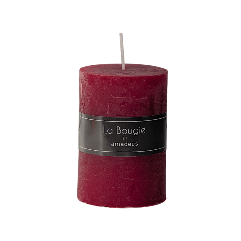 Bougie pilier Rouge Sangria H10 cm 48 heures | Deco-Delight.com