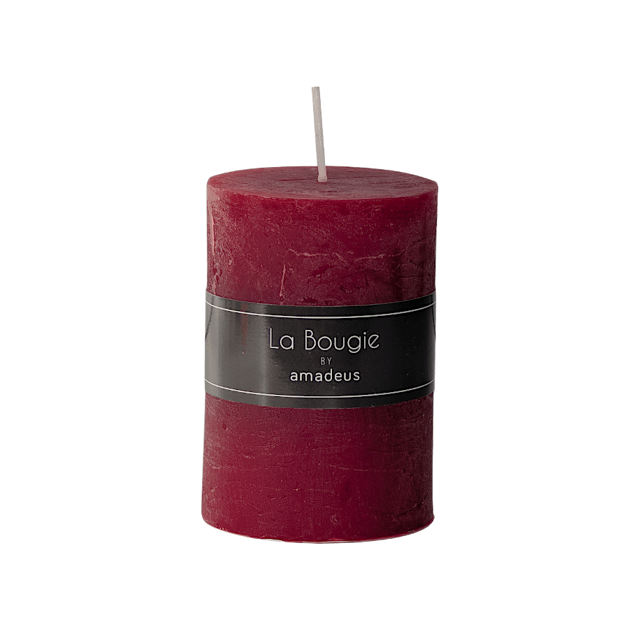 Bougie pilier Rouge Sangria H10 cm 48 heures | Deco-Delight.com